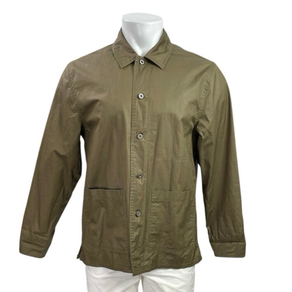 Baldwin Men's Green Pocket Cotton Long Sleeve Utility Button Down Shirt Top M